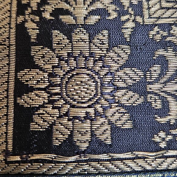 Taj Mahal Embroidered Square Silk Tapestry Pillow Cover17" X 17" Blue & Gold Des - Picture 5 of 8